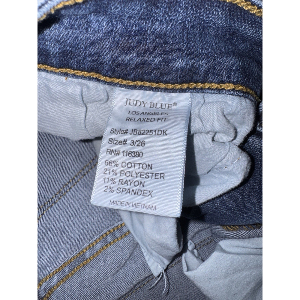 Judy Blue Relaxed Fit Jeans 3/26 Dark Wash Cropped Raw Hem Stretch - Picture 5 of 11